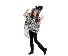 Costume Poncho Zebra - Accessorio per Carnevale per Bambini - Bianco e Nero - con Cappuccio - 11/13 Jahre