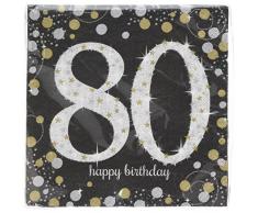 Amscan International 9901721 oro celebrazione 80TH tovaglioli 33 cm