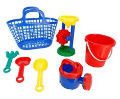 BIECO 06000078 - Giocattoli di Sabbia Situato in Una Sedia a Sdraio, 7 Pezzi, Multicolore