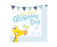 Amscan International 9901952, tovaglioli blu con scrittaOn your Christening Day (lingua italiana non garantita), 33 cm