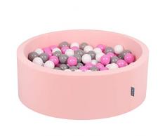 KiddyMoon 90X30cm/200 Palline ∅ 7CM Piscina di Palline Colorate per Bambini Tondo Fabbricato in EU, Rosa: Grigio/Bianco/Rosa