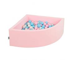 KiddyMoon 90X30cm/200 Palline Piscina di Palline Colorate ∅7Cm per Bambini Quarto Angolare in EU, Rosa:Azzurro/Rosa Ch/Perla
