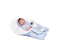Bambole Guca - Bambola Reborn cornici con Tutina capottina con Coperta Imbottita Bianca e Blu 46 cm, Multicolore (18016)