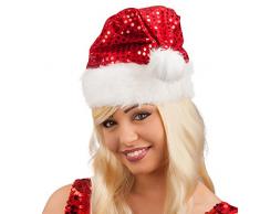 Carnival Toys 9712 – Cappello di Babbo Natale con paillettes e peluche, misura universale, universale, Rosso