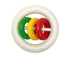 Hess 11102 - Bambino Giocattolo in Legno, Rattle Rotonda con 3 Anelli