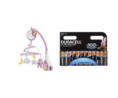 Chicco Next2Dreams Giostrina Rosa con Duracell Ultra AA con Powercheck, Batterie Stilo Alcaline, Confezione da 12 Pacco del Produttore, 1.5 V, LR06 MX1500