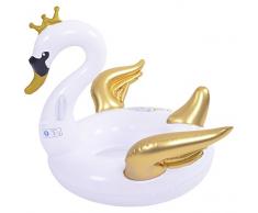 Jilong- Poltrona Gonfiabile Cigno, Colore Bianco/Oro, 37408