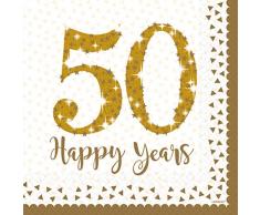 Amscan International 9902212 33 cm Sparkling Golden Anniversary tovaglioli