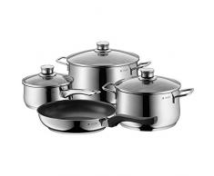 WMF Diadem Plus – Set di 4 Pezzi pentola casseruola Padella Schuett Bordo Vetro in Acciaio Inossidabile lucidato Cromargan Rivestimento Antiaderente Lavabile in lavastoviglie