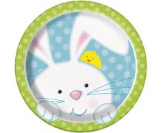 18-Piattini per festa, motivo: coniglietto di Pasqua, confezione da 8