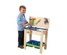 KidKraft 63329 Banco da Lavoro Deluxe in Legno per Bambini con Set di Attrezzi Giocattolo e Tavolo di attività
