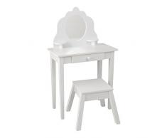 KidKraft 13009 Toeletta con Specchio e Sgabello in Legno di Dimensione Media, Mobili per Camera da Letto e Sala Giochi per Bambini- Bianco
