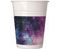 Procos 90619 - Bicchieri da Festa Galaxy Party, in plastica, 8 Pezzi, Multicolore