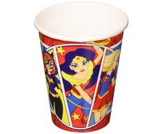Amscan International, 581609, DC Super Hero Girls, bicchieri di carta con supereroi femminili, da 266 ml
