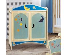 Dida - Armadietto delle Bambole in Legno con grucce - Decoro: Luna