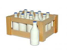 7062 Bottiglie del latte small foot in legno, in una nostalgica scatola di legno, set da 12, da 3 anni di età