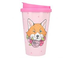 Depesche 2180.016 to-Go - Tazza in plastica, motivo volpe, 350 ml, multicolore