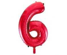 Unique Party 55856 - Palloncino Gigante - Numero 6 - 86cm - Rosso