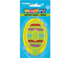 Unique Party 37550 Candela di Compleanno decorativa, Numero 0
