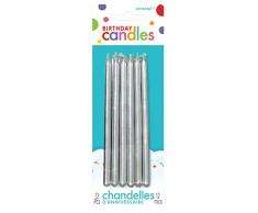 Amscan International 170673 (-) Candela conica, Argento, 12,7 cm