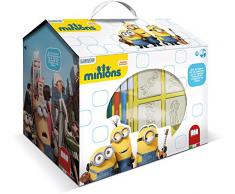 Multiprint Casetta 7 Timbri per Bambini Minions 2, 100% Made in Italy, Set Timbrini Bimbi Personalizzati, in Legno e Gomma Naturale, Inchiostro Lavabile Atossico, Idea Regalo, Art.09896