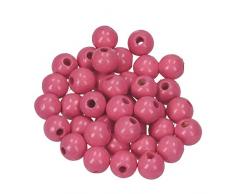 Efco - Perline in legno, Ø 8 mm, foro 2,3 mm, Confezione da 80 pezzi, Colore Rosa
