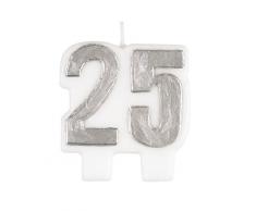 Unique Party 37565 - Candela Anniversario Numero 25 Argentata