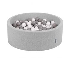 KiddyMoon 90X30cm/200 Palline ∅ 7CM Piscina di Palline Colorate per Bambini Tondo Fabbricato in EU, Grigio Ch:Bianco-Grigio