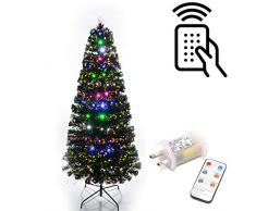 Shatchi Albero di Natale in fibra ottica con luci LED, 60 cm, con telecomando, 8 diversi effetti, Verde, 2 feet, 6052-LED-REMOTE-TREE-2FT