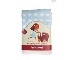 Unbekannt Moover MOOV-bu-997 - Biancheria da Letto per Lettino delle Bambole, Motivo: Cuori, Colore: Blu