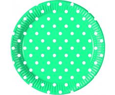 Procos- Piatti Carta 23 cm, Turquoise Dots, 8 Pezzi, Multicolore, PR84941