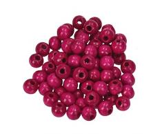 Perline Legno 22 Colori, Ø6Mm, Alesaggio 2,0 Mm, 125 Pezzi - Fucsia