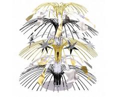 amscan - Centrotavola a Cascata, 26 cm, Colore: Nero/Argento/Oro