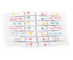 Small Foot by Legler 10003 Mollette da Decorazione, Frasi per il Compleanno, Legno, Multicolore, 7 x 1 x 1.5 cm