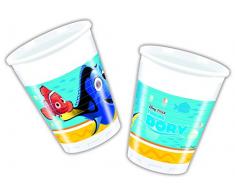 Procos 86649 - Bicchieri Plastica Finding Dory, 200 ml, 8 Pezzi, Blu/Giallo
