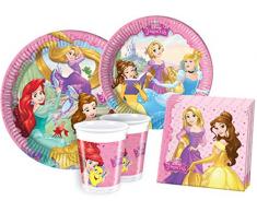 Ciao-Kit Party Tavola Disney Princess Persone (112 Pezzi Ø23cm, Piatti Ø20cm, 24 Bicchieri, 40 Tovaglioli), Multicolore, Y2515