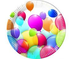 Procos- Confezione da 10 Piattini di Carta con Palloncini Colorati, Multicolore, PR80696