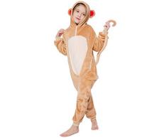 corimori (14+ Modelli) Pigiama Animali Bambini Costume Kigurumi Tuta Animale Cosplay Carnevale, (110-130 cm), Scimmia, 1851