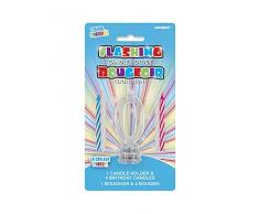 Unique Party 37530 Candela di Compleanno Numero 0 Cambia Colore Lampeggiante, Portacandela con 4 Candele