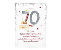 Depesche 3003.009 - Biglietto di Auguri con Decorazione per 70° Compleanno, Multicolore