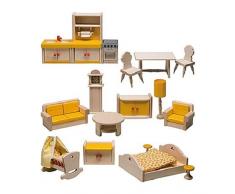 Rlke Holzspielzeug 23607 - Set mobili per casa con Balcone