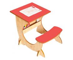 Little Helper TC/asi01 – 2 G – 4 in 1 Legno Art Station per Bambini scrivania con Lavagna e cavalletto, Colore: Rosso/Naturale