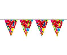 Festone con 15 bandierine Colorate per 30° Compleanno, 10 m