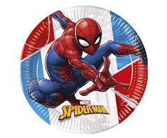 Procos 90948 - Piatti per Feste, Ø 23 cm, 8 Pezzi, Spiderman, compostabili, Multicolore