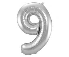 Palloncino in alluminio argentato numero 9 - 86 cm