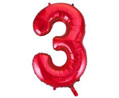 Unique Party 55853 - Palloncino Gigante - Numero 3 - 86cm - Rosso