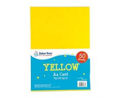 Baker Ross cartoncini Colorati in Formato A4, 220 g/mq, per attività artistiche e Artigianali, Collage, modellismo, Confezione da 50, Colore Assortiti, EV870