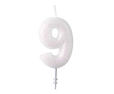 amscan 9904384 - Candela con 9 cifre, Colore: Bianco/Rosa