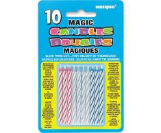Unique Party 9805M - Candele Magiche per Compleano, Confezione Assortita da 10