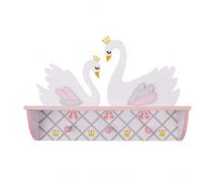 Fantasy Fields- Swan Lake Ballerina Peg Hook And Wall Shelf | Hand-Painted Wooden Furniture Gancio mensola a Muro, Colore White Pink, TD-12927A